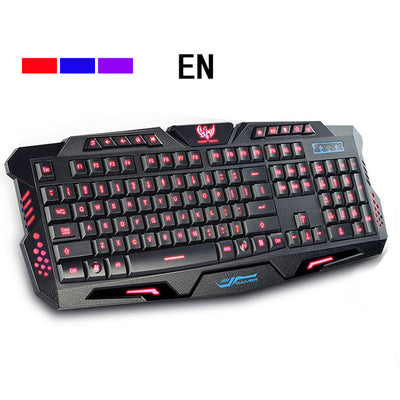Darshion M300 Russian/English Backlit Keyboard LED USB Wired Colorful Breathing Waterproof Computer Crack Gaming Keyboard